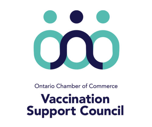 The logo for the ontario chamber of commerce vaccination support council.