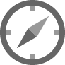 A compass icon on a white background.