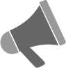 A gray megaphone icon on a white background.