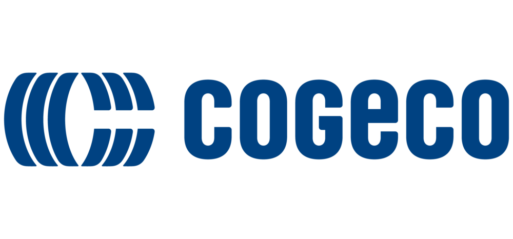 A blue logo with the word cogeco on it.