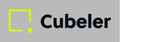 Cubeler logo on a gray background.