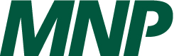 A green logo with the word mnp.