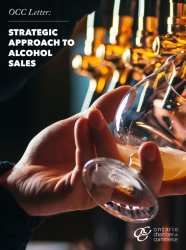 A person pouring beer into a glass with the text strategic approach to alcohol sales.