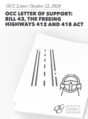 Occ letter of support bill 43, the freezing highway 421 and act.