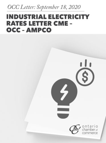 Industrial electricity rates letter cme occ.