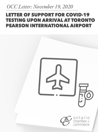 Letter of support for covid-19 testing person international toronto airport.