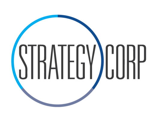 Strategy corp logo on a white background.