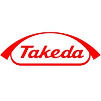 Takeda logo on a black background.