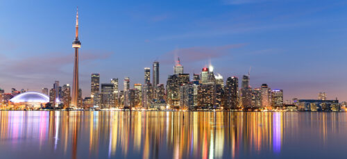 A,View,Of,The,Toronto,Skyline,At,Twilight,In,The