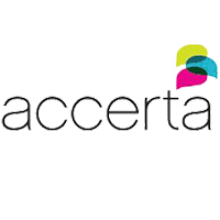 The logo for accerta on a black background.