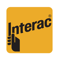 The interac logo with a hand on it.