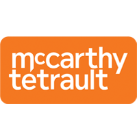 Mccarthy tetrault logo on an orange background.