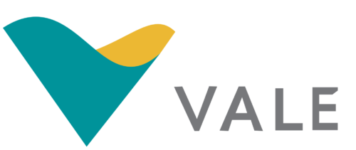 A blue and yellow vale logo on a black background.